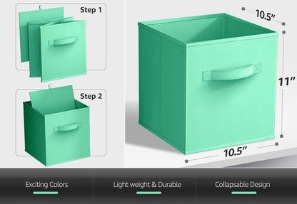 Fabric Storage Cubes, 8 Pack, with Handles (13 Inch, Green)