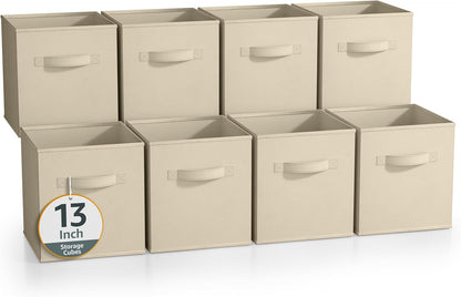 Fabric Storage Cubes, 8 Pack, with Handles (13 Inch, Green)