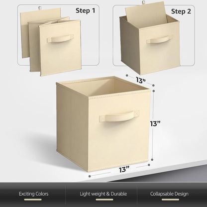 Fabric Storage Cubes, 8 Pack, with Handles (13 Inch, Green)