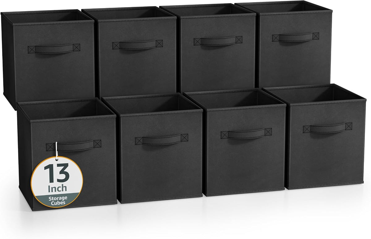 Fabric Storage Cubes, 8 Pack, with Handles (13 Inch, Green)