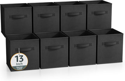 Fabric Storage Cubes, 8 Pack, with Handles (13 Inch, Green)