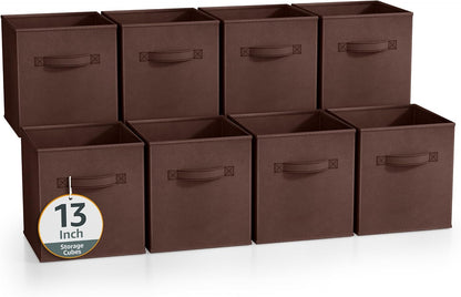 Fabric Storage Cubes, 8 Pack, with Handles (13 Inch, Green)