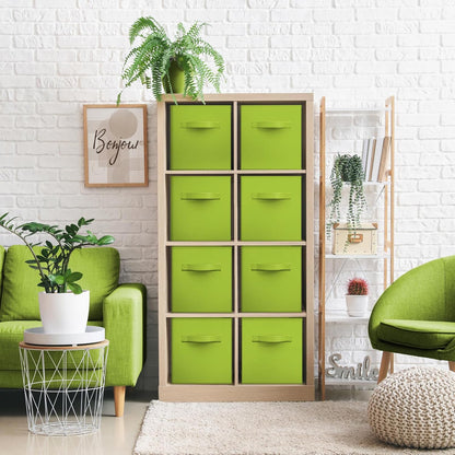 Fabric Storage Cubes, 8 Pack, with Handles (13 Inch, Green)