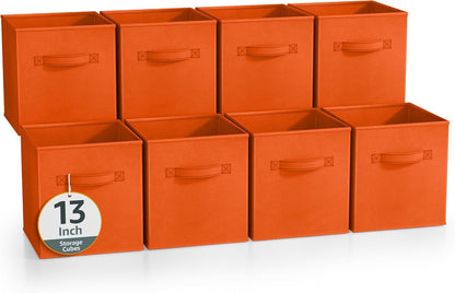 Fabric Storage Cubes, 8 Pack, with Handles (13 Inch, Green)