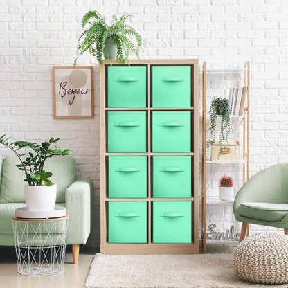 Fabric Storage Cubes, 8 Pack, with Handles (13 Inch, Green)