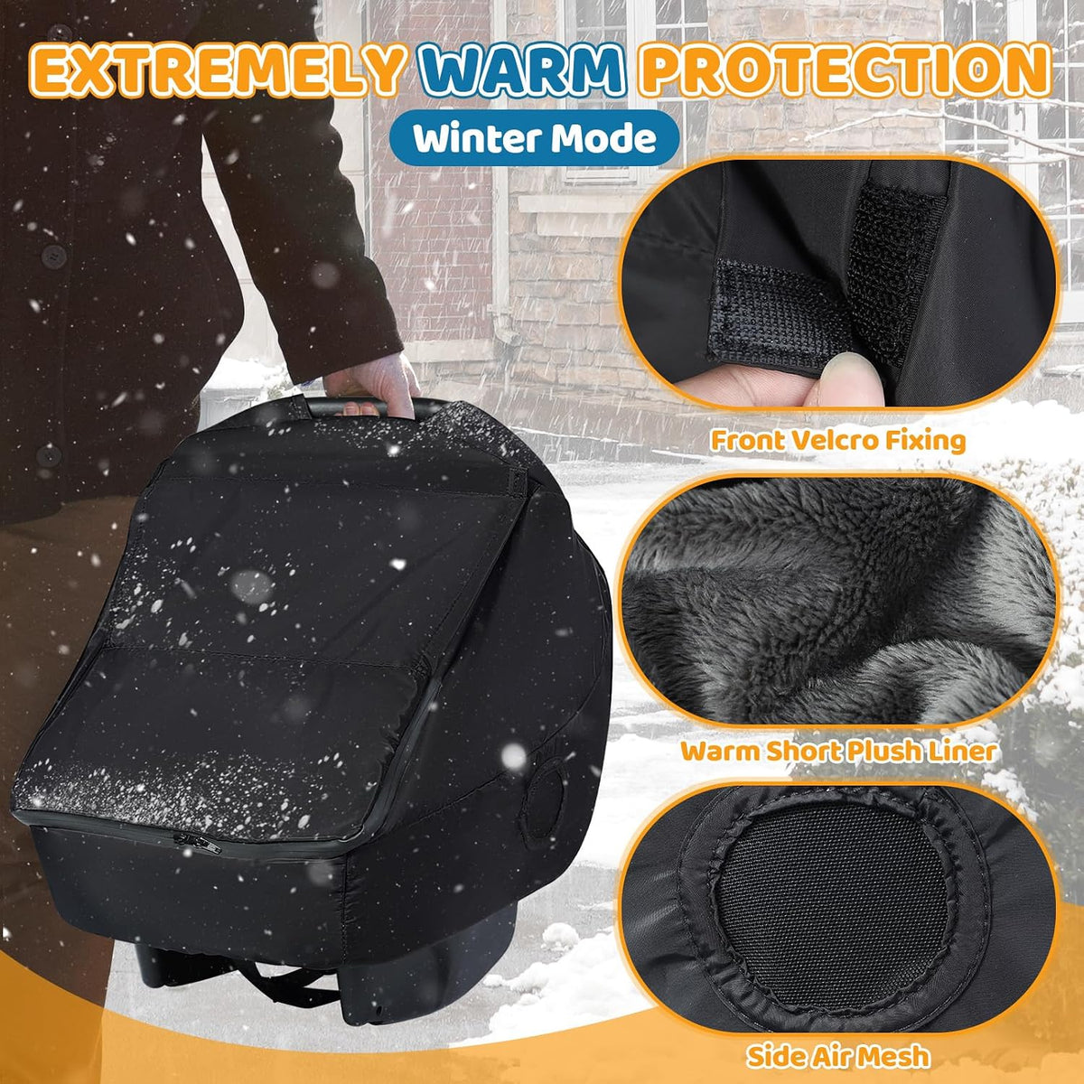 Car Seat Rain Cover, Universal Baby Travel Weather Shield, Gray
