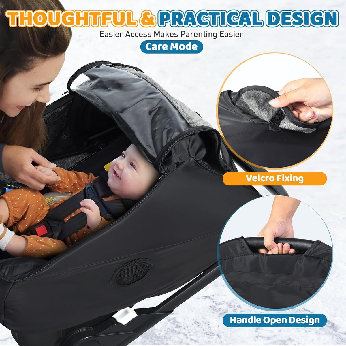 Car Seat Rain Cover, Universal Baby Travel Weather Shield, Gray