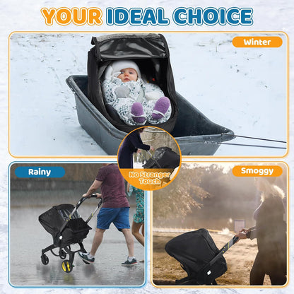 Car Seat Rain Cover, Universal Baby Travel Weather Shield, Gray