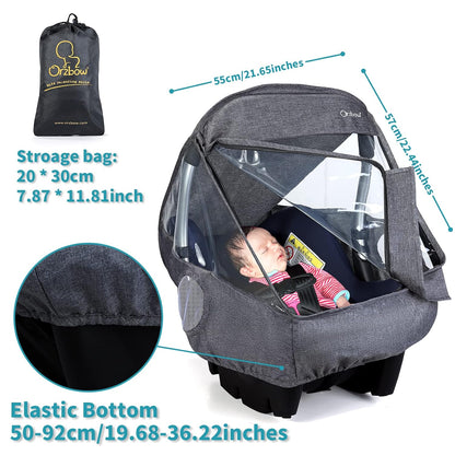 Car Seat Rain Cover, Universal Baby Travel Weather Shield, Gray