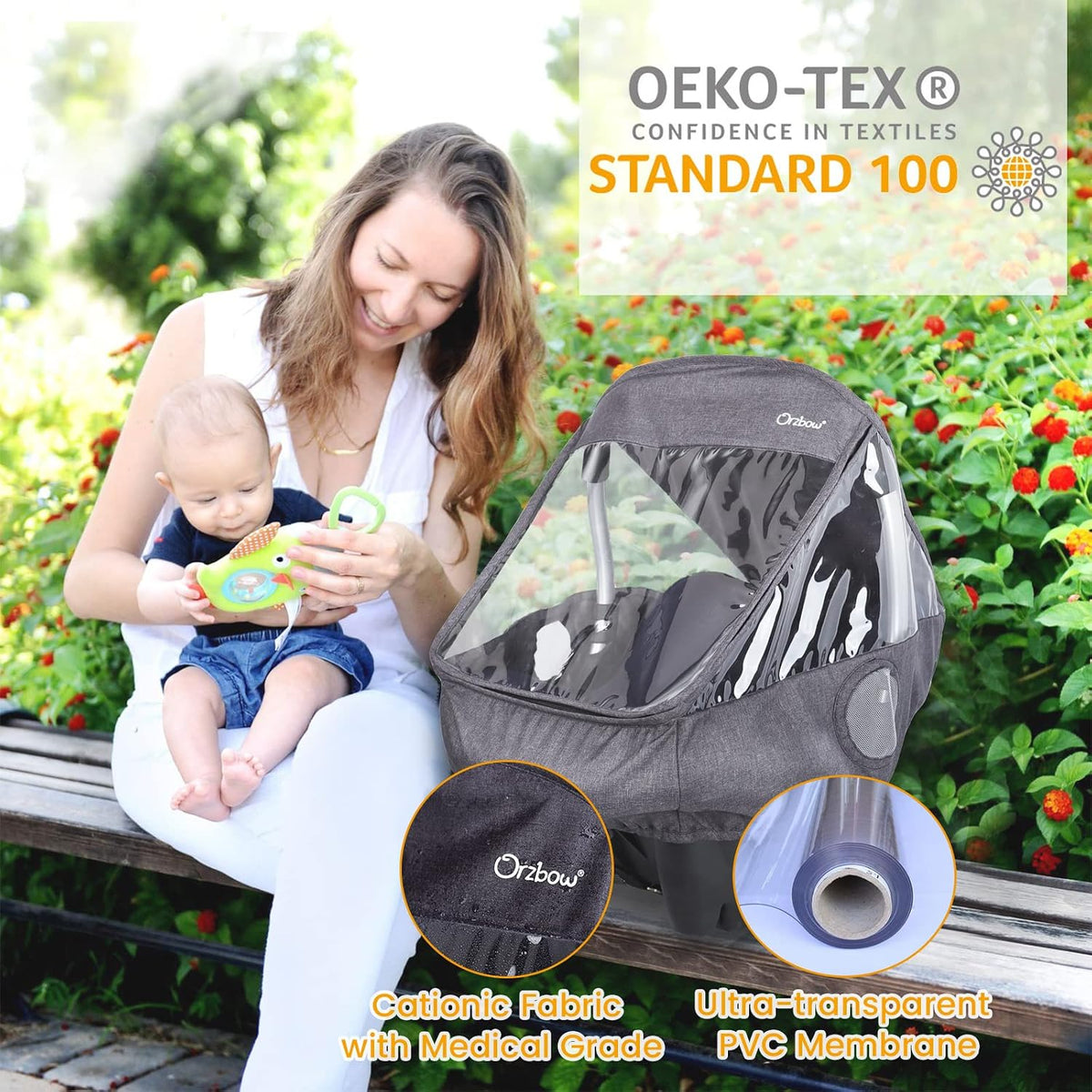 Car Seat Rain Cover, Universal Baby Travel Weather Shield, Gray