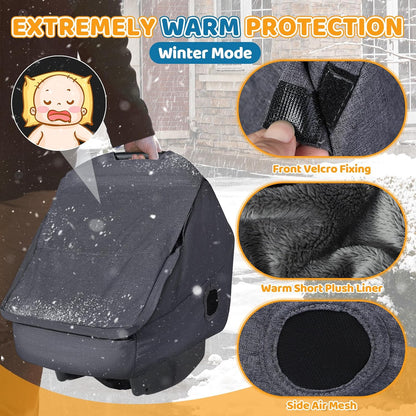 Car Seat Rain Cover, Universal Baby Travel Weather Shield, Gray
