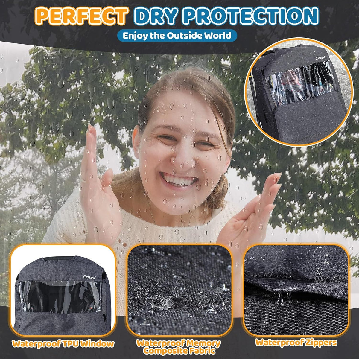 Car Seat Rain Cover, Universal Baby Travel Weather Shield, Gray