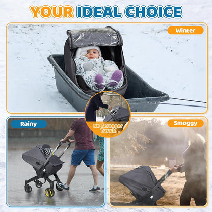 Car Seat Rain Cover, Universal Baby Travel Weather Shield, Gray