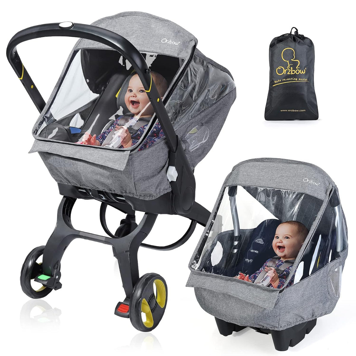 Car Seat Rain Cover, Universal Baby Travel Weather Shield, Gray
