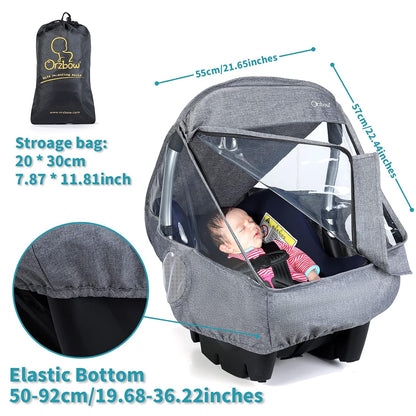 Car Seat Rain Cover, Universal Baby Travel Weather Shield, Gray