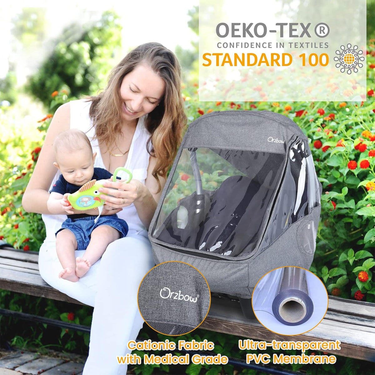 Car Seat Rain Cover, Universal Baby Travel Weather Shield, Gray