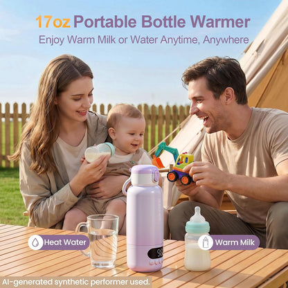 17oz Portable Bottle Warmer for Travel, 1.5-Min Fast Heating