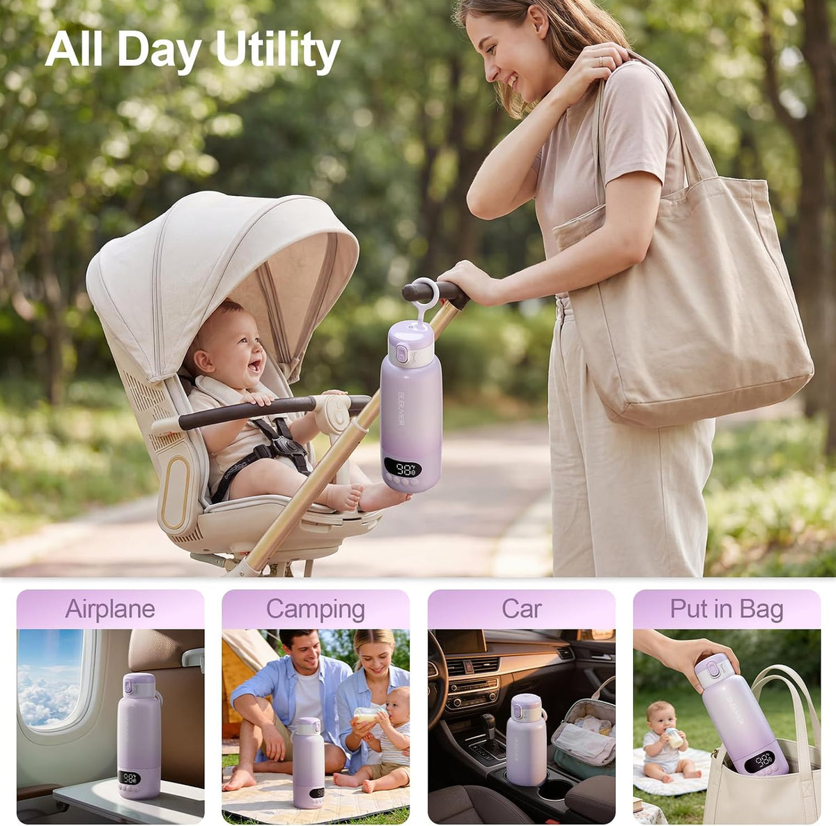 17oz Portable Bottle Warmer for Travel, 1.5-Min Fast Heating