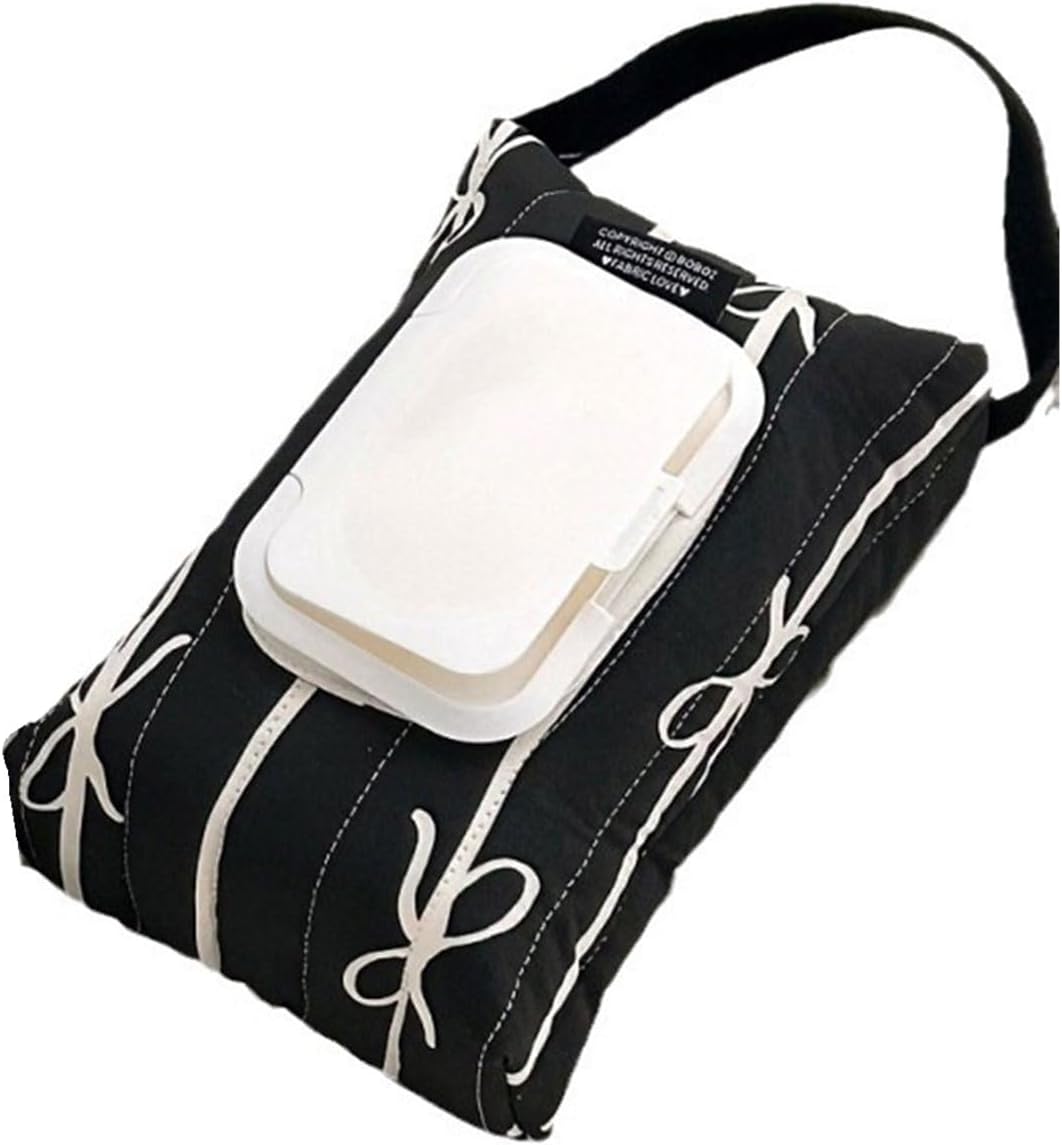 Sturdy Cotton Wet Wipe Storage Pack Quilted Bowknot Stripe Designs Soft Travel Tissue Holder for On The Way Moms
