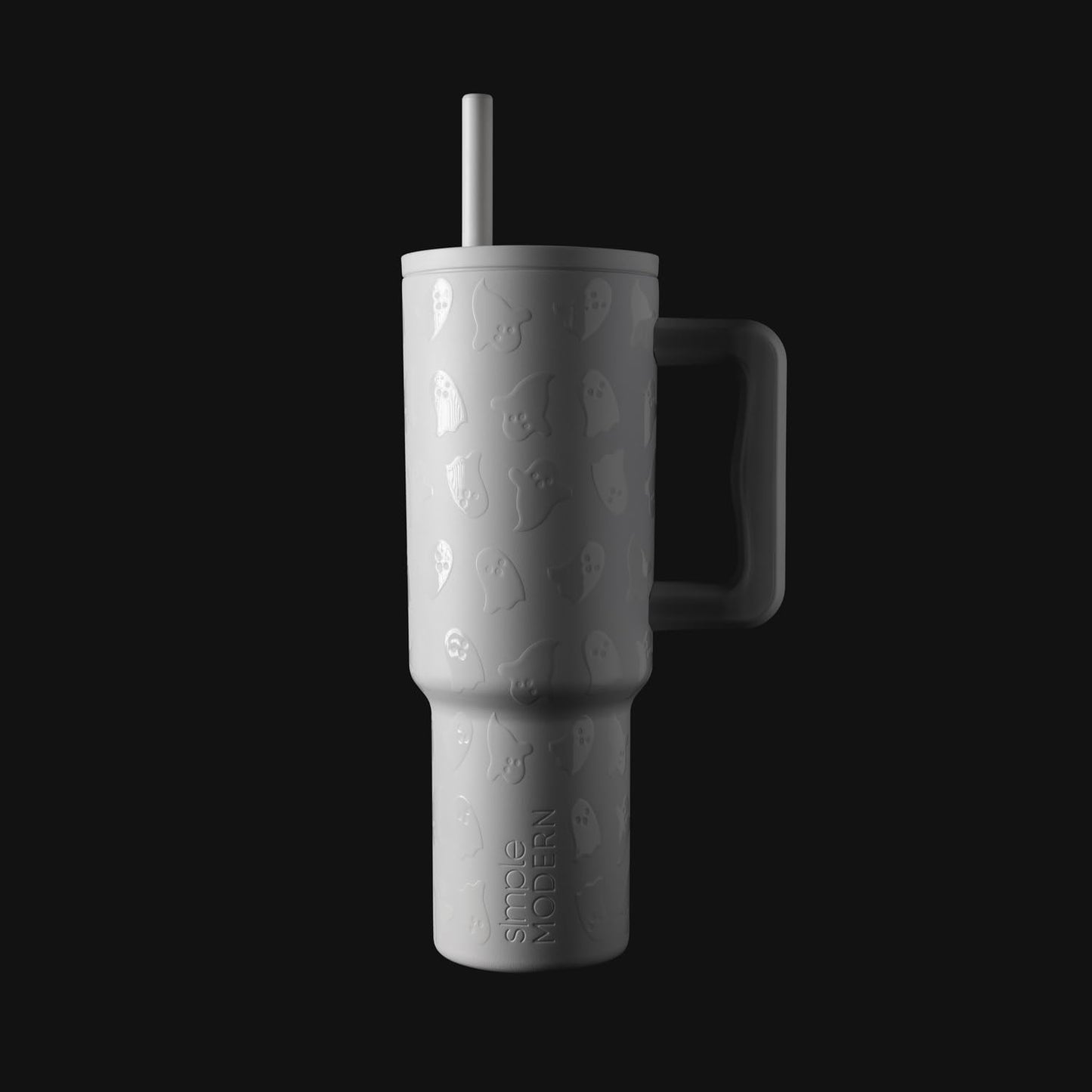 40oz Leak-Proof Ceramic Lined Tumbler with Handle | Ghosts | Trek Signature Insulated Water Bottle with Straw Lid | Cupholder Friendly Tumbler with Silicone Base | Cute Ghosts
