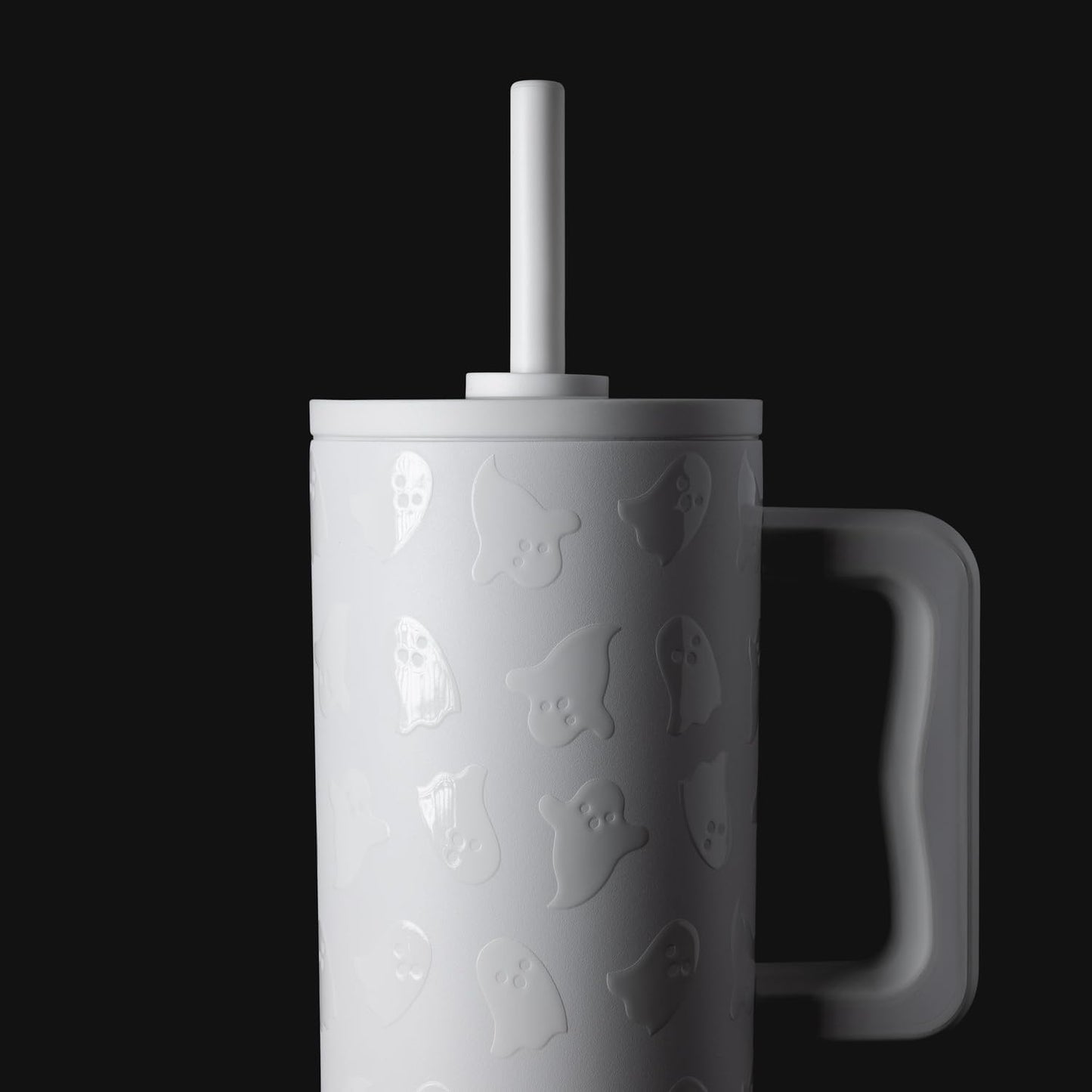 40oz Leak-Proof Ceramic Lined Tumbler with Handle | Ghosts | Trek Signature Insulated Water Bottle with Straw Lid | Cupholder Friendly Tumbler with Silicone Base | Cute Ghosts