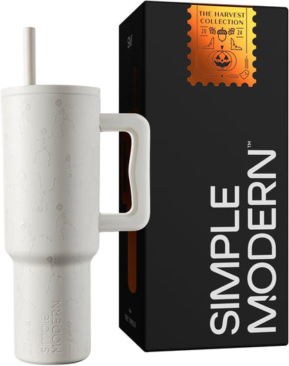40oz Leak-Proof Ceramic Lined Tumbler with Handle | Ghosts | Trek Signature Insulated Water Bottle with Straw Lid | Cupholder Friendly Tumbler with Silicone Base | Cute Ghosts