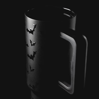 40oz Leak-Proof Ceramic Lined Tumbler with Handle | Ghosts | Trek Signature Insulated Water Bottle with Straw Lid | Cupholder Friendly Tumbler with Silicone Base | Cute Ghosts