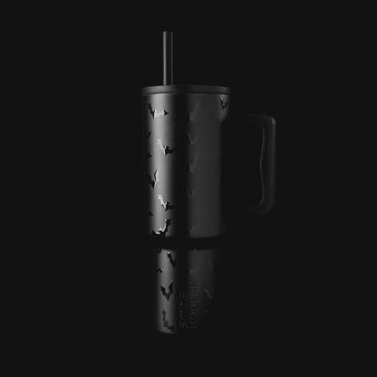 40oz Leak-Proof Ceramic Lined Tumbler with Handle | Ghosts | Trek Signature Insulated Water Bottle with Straw Lid | Cupholder Friendly Tumbler with Silicone Base | Cute Ghosts