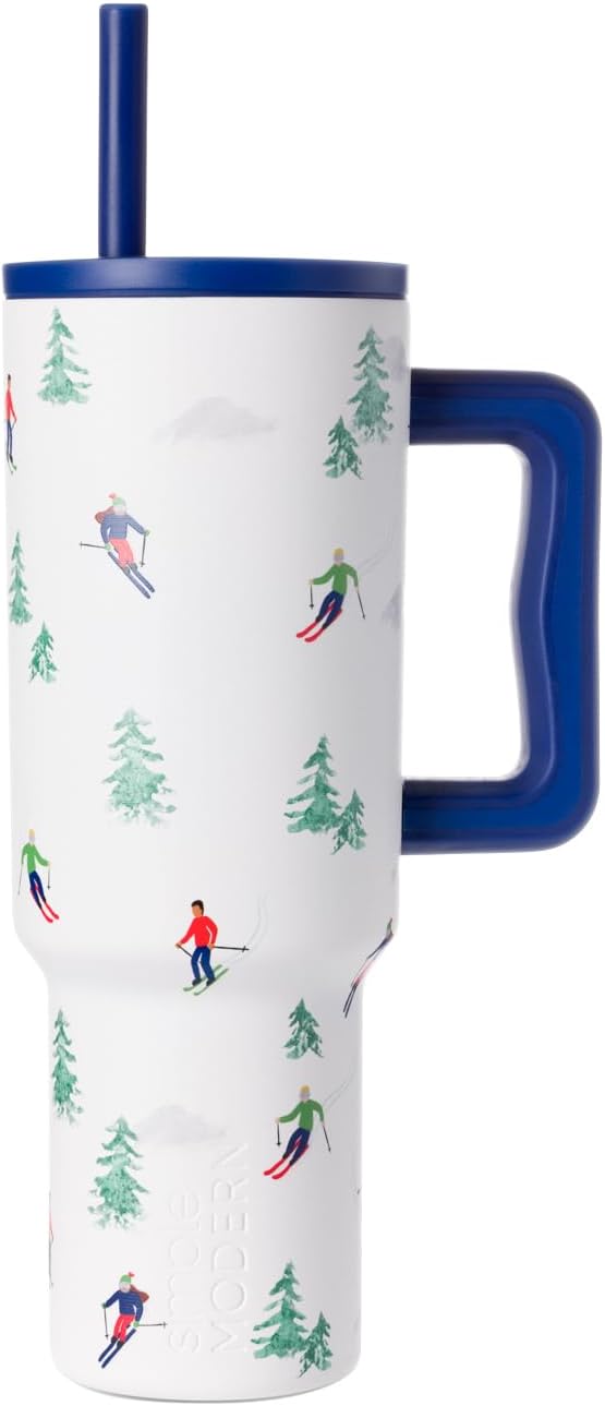 40oz Leak-Proof Ceramic Lined Tumbler with Handle | Ghosts | Trek Signature Insulated Water Bottle with Straw Lid | Cupholder Friendly Tumbler with Silicone Base | Cute Ghosts