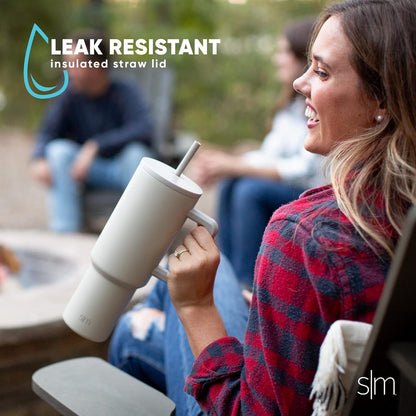 40oz Leak-Proof Ceramic Lined Tumbler with Handle | Ghosts | Trek Signature Insulated Water Bottle with Straw Lid | Cupholder Friendly Tumbler with Silicone Base | Cute Ghosts