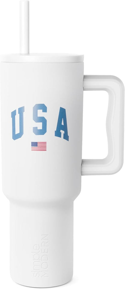 40oz Leak-Proof Ceramic Lined Tumbler with Handle | Ghosts | Trek Signature Insulated Water Bottle with Straw Lid | Cupholder Friendly Tumbler with Silicone Base | Cute Ghosts