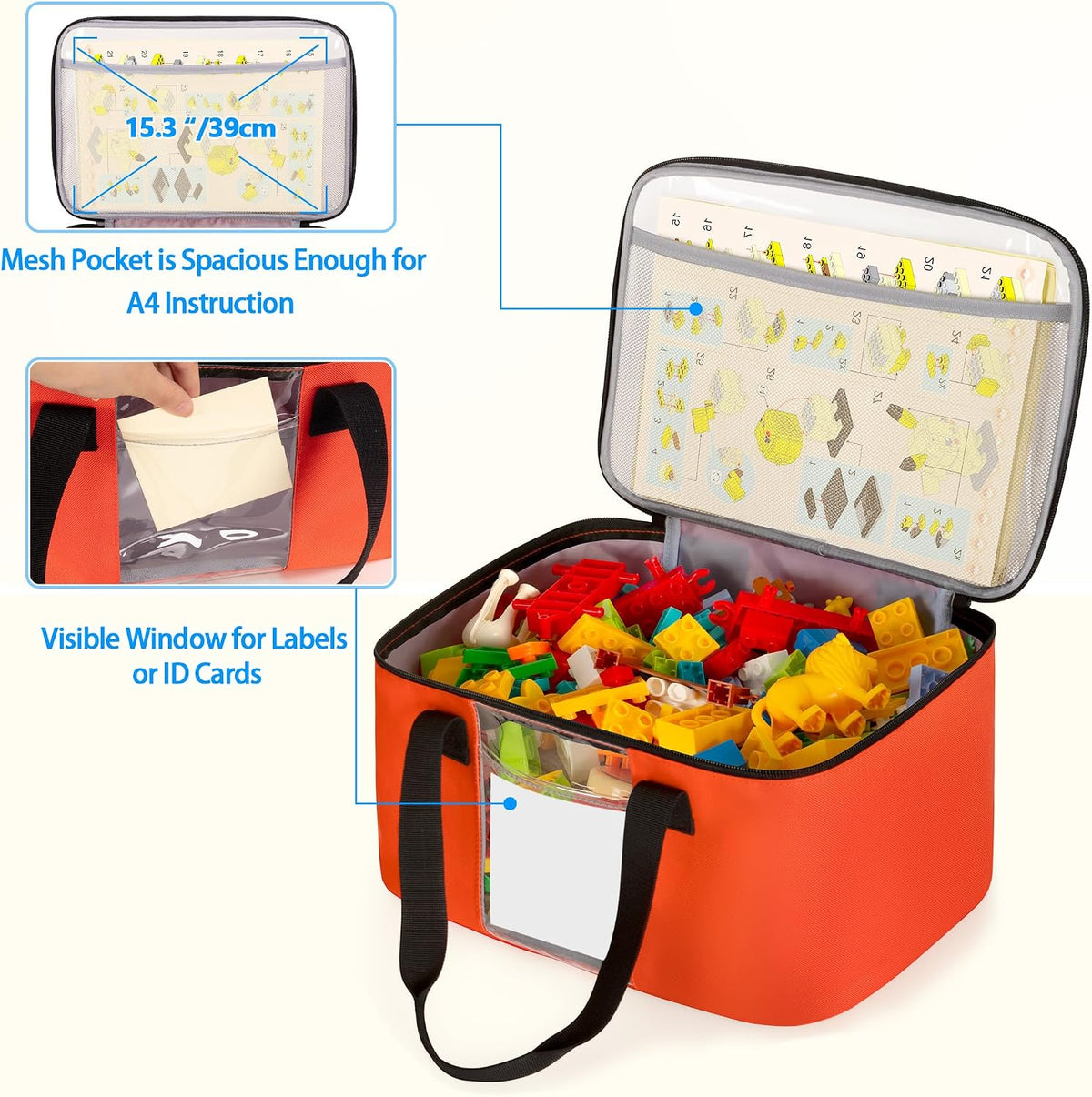 4 Pcs Toy Storage Organizer Travel Bag Case for Building Blocks
