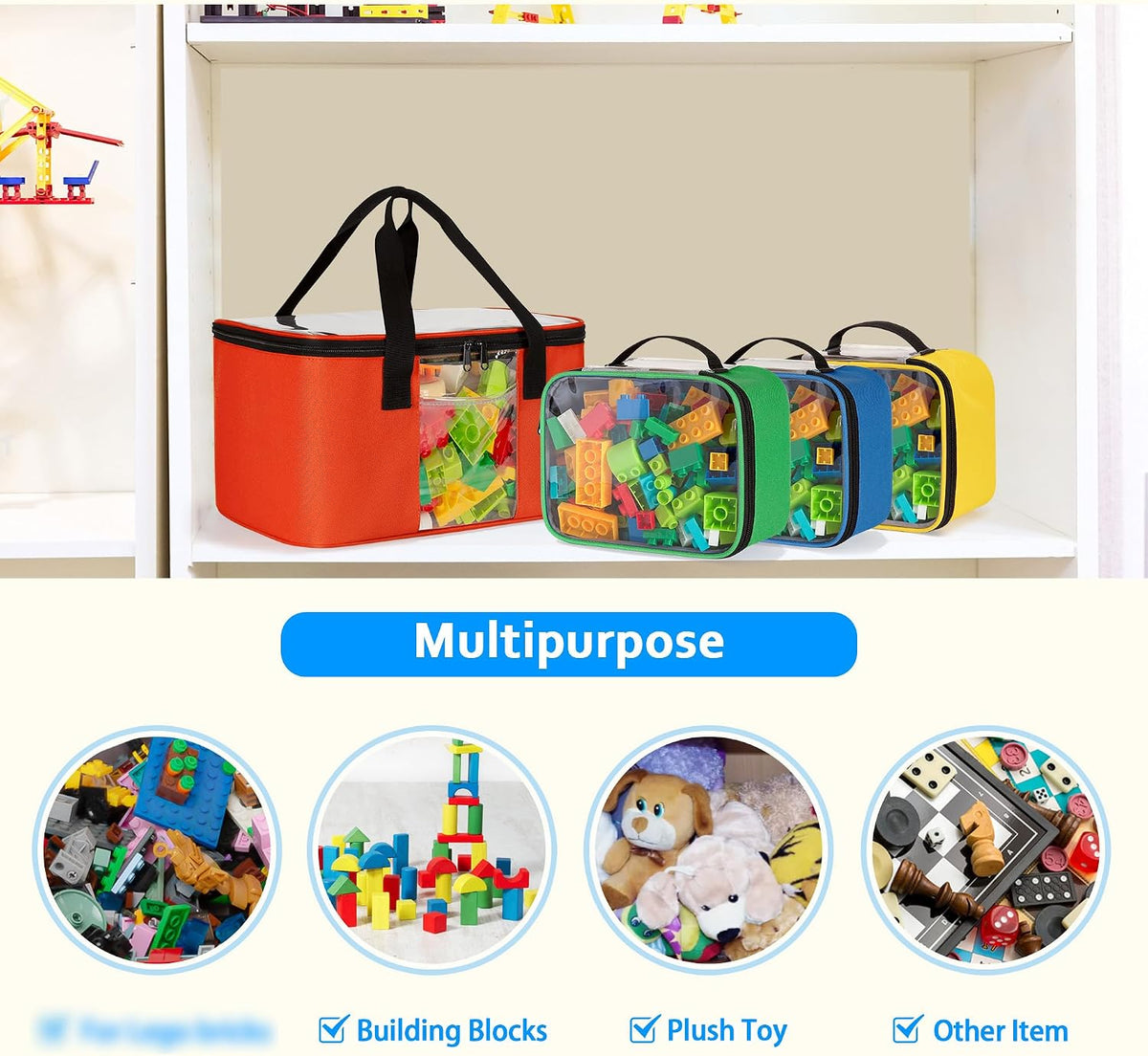 4 Pcs Toy Storage Organizer Travel Bag Case for Building Blocks