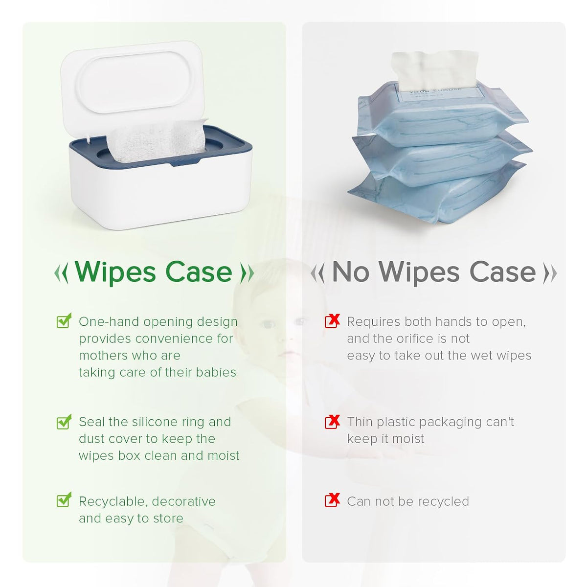 Baby Wipes Dispenser, Wipes Case Baby Wipe Holder, Gray