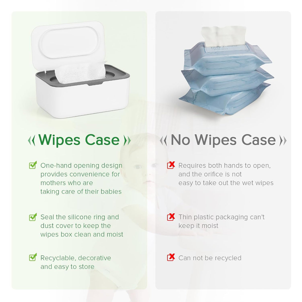 Baby Wipes Dispenser, Wipes Case Baby Wipe Holder, Gray