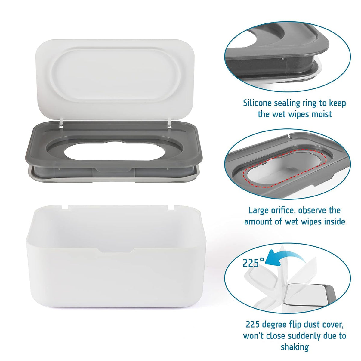 Baby Wipes Dispenser, Wipes Case Baby Wipe Holder, Gray