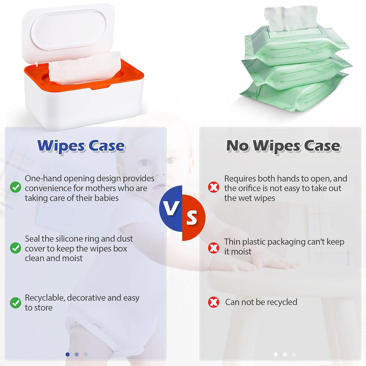Baby Wipes Dispenser, Wipes Case Baby Wipe Holder, Gray