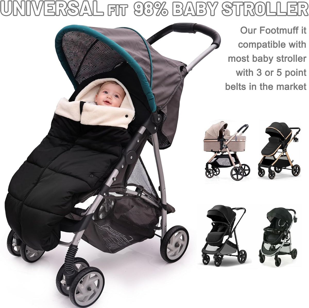 Winter Bunting Bags Universal, Baby Stoller Sleep Bag, Toddler Footmuff