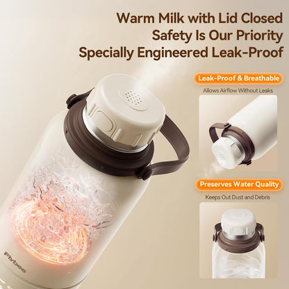 Portable Bottle Warmer - 12000mAh Long-Lasting, 3Min Fast Heating for Breastmilk/Formula/Water, Precise Temp Control with Handle for Travel, Camping, Airplane, Car, Gifts for Mom