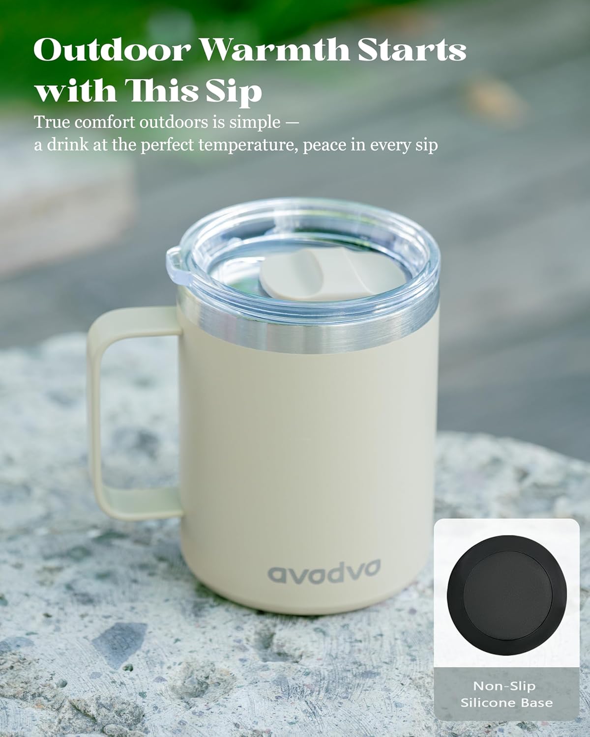 12oz Insulated Coffee Mug with Lid – Includes Two Lids, Stainless Steel Coffee Travel Mug with Handle, Double Wall Vacuum Insulated Camping Mug for Home, Office & Outdoor, Navy Blue - Colors B