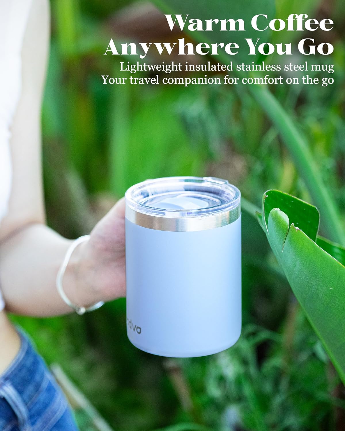 12oz Insulated Coffee Mug with Lid – Includes Two Lids, Stainless Steel Coffee Travel Mug with Handle, Double Wall Vacuum Insulated Camping Mug for Home, Office & Outdoor, Navy Blue - Colors B