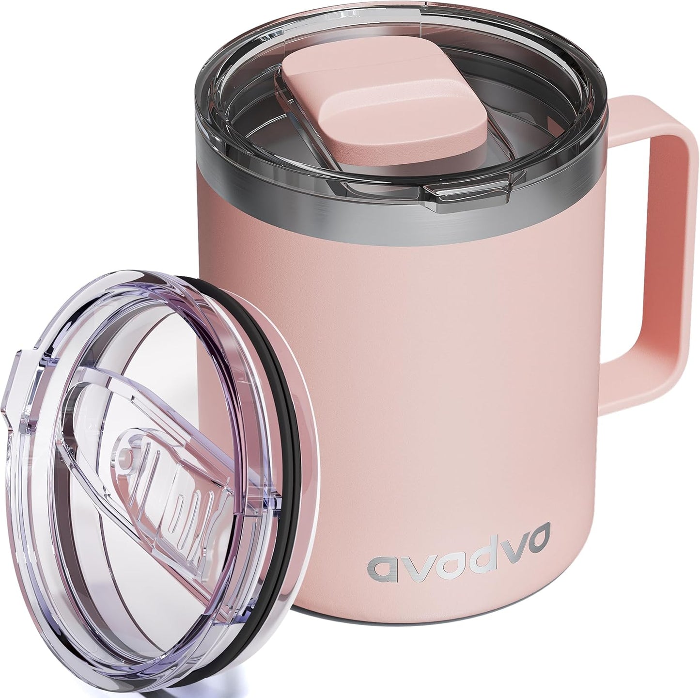 12oz Insulated Coffee Mug with Lid – Includes Two Lids, Stainless Steel Coffee Travel Mug with Handle, Double Wall Vacuum Insulated Camping Mug for Home, Office & Outdoor, Navy Blue - Colors B