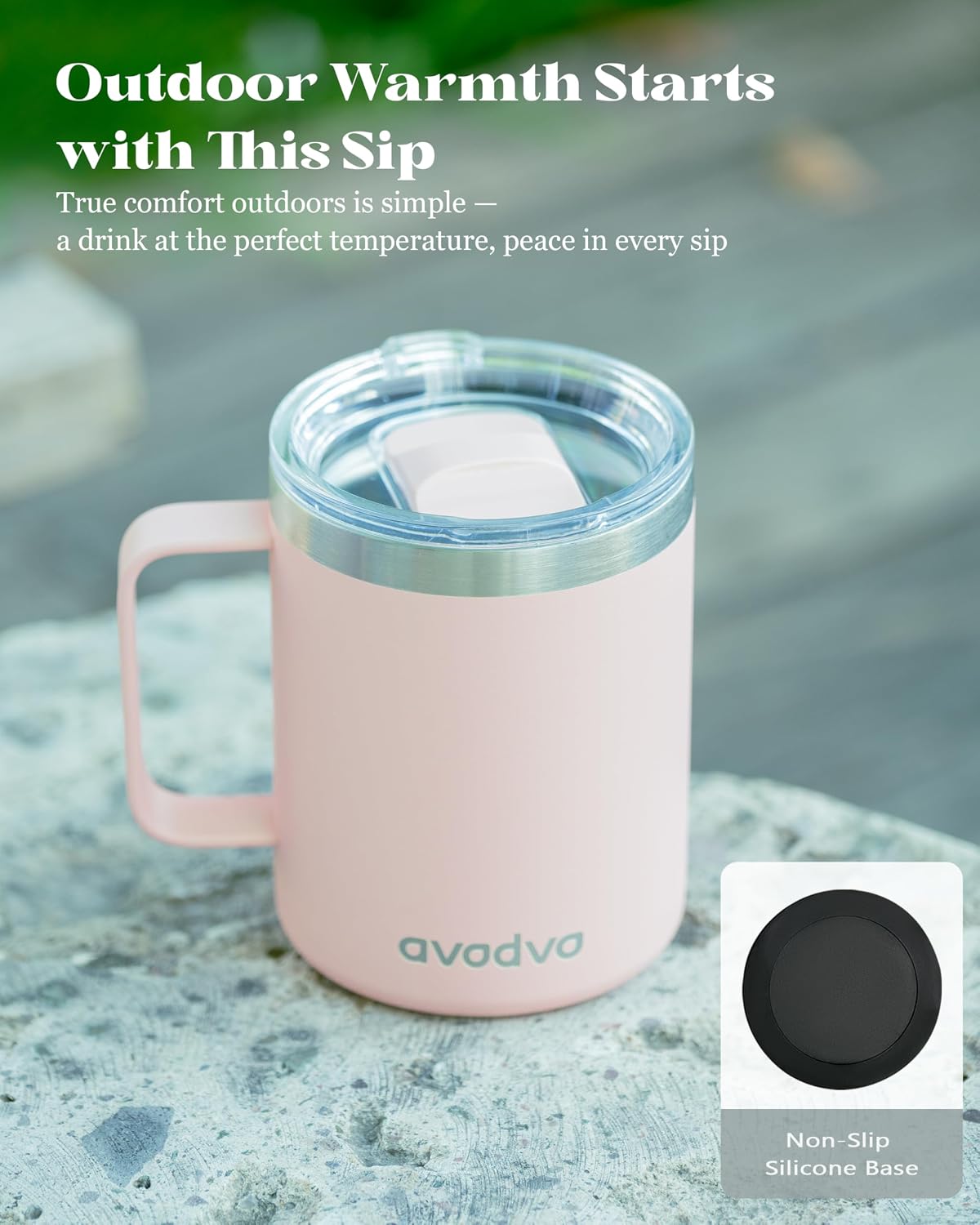 12oz Insulated Coffee Mug with Lid – Includes Two Lids, Stainless Steel Coffee Travel Mug with Handle, Double Wall Vacuum Insulated Camping Mug for Home, Office & Outdoor, Navy Blue - Colors B