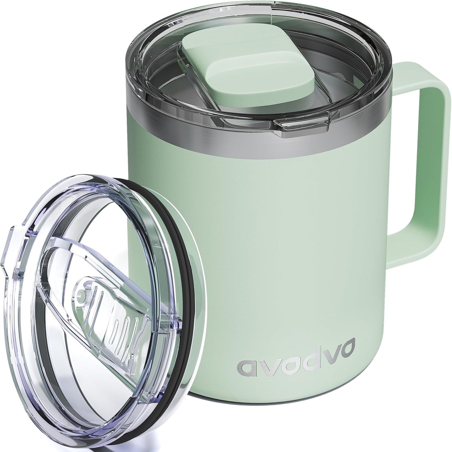 12oz Insulated Coffee Mug with Lid – Includes Two Lids, Stainless Steel Coffee Travel Mug with Handle, Double Wall Vacuum Insulated Camping Mug for Home, Office & Outdoor, Navy Blue - Colors B