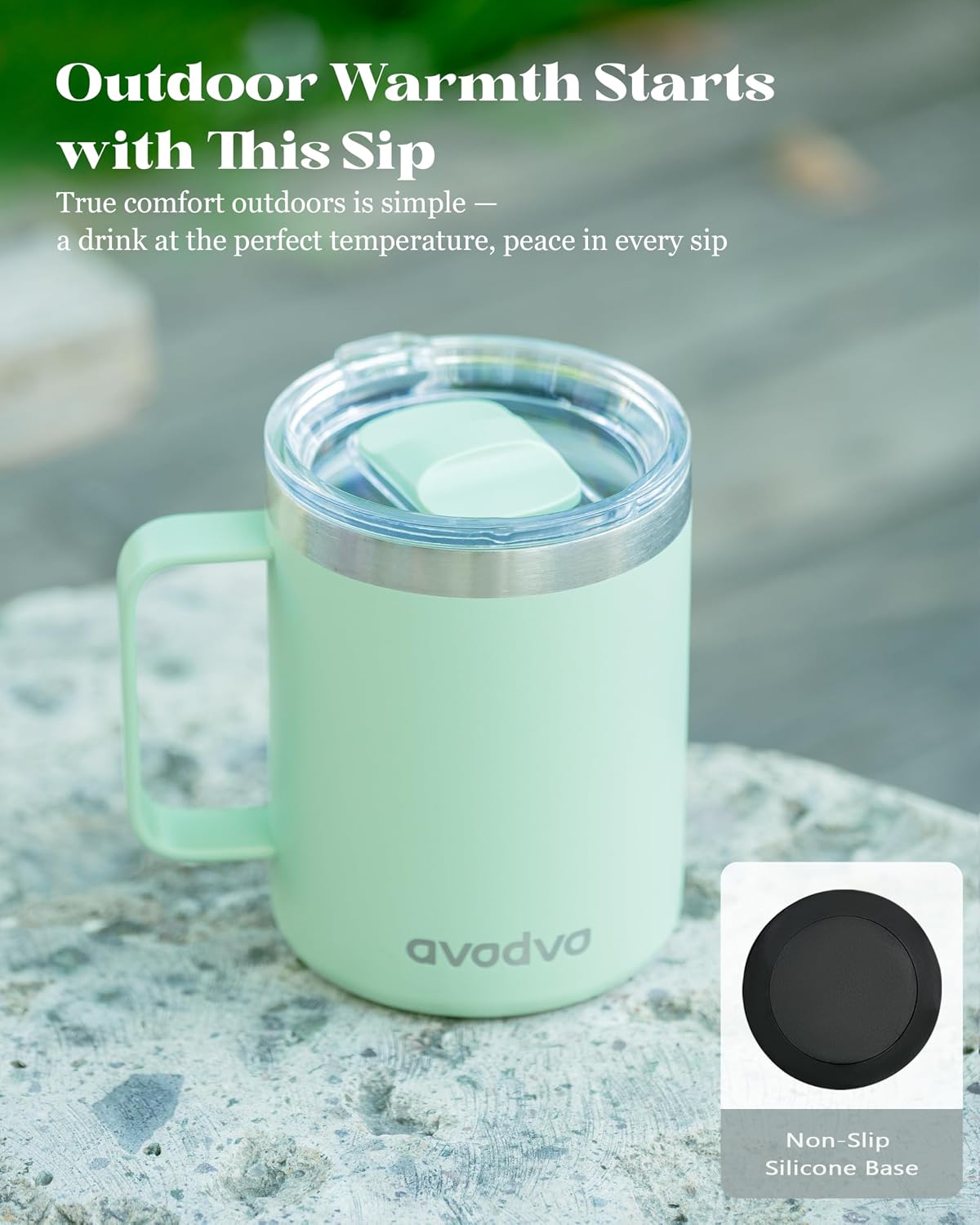 12oz Insulated Coffee Mug with Lid – Includes Two Lids, Stainless Steel Coffee Travel Mug with Handle, Double Wall Vacuum Insulated Camping Mug for Home, Office & Outdoor, Navy Blue - Colors B