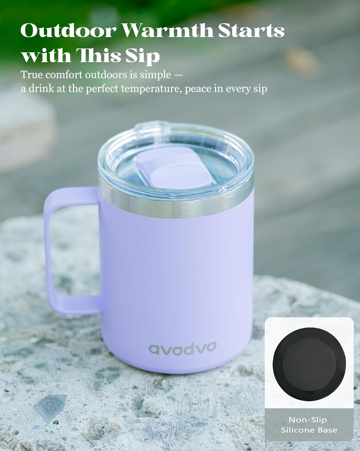 12oz Insulated Coffee Mug with Lid – Includes Two Lids, Stainless Steel Coffee Travel Mug with Handle, Double Wall Vacuum Insulated Camping Mug for Home, Office & Outdoor, Navy Blue - Colors B