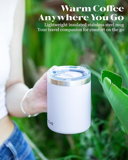 12oz Insulated Coffee Mug with Lid – Includes Two Lids, Stainless Steel Coffee Travel Mug with Handle, Double Wall Vacuum Insulated Camping Mug for Home, Office & Outdoor, Navy Blue - Colors B