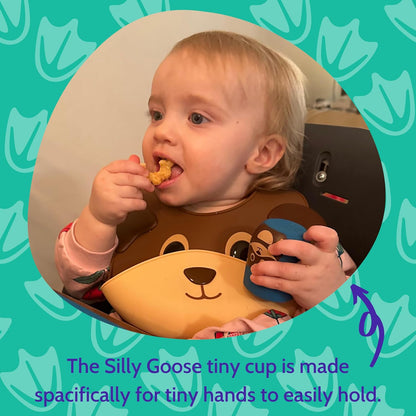 Silicone Baby Feeding Set with Cute Bib, Suction Divided Plate, Open Top Cup, and Travel Placemat, Cute Bear Design, Baby Led Weaning Supplies for Babies and Toddlers, Dishwasher Friendly
