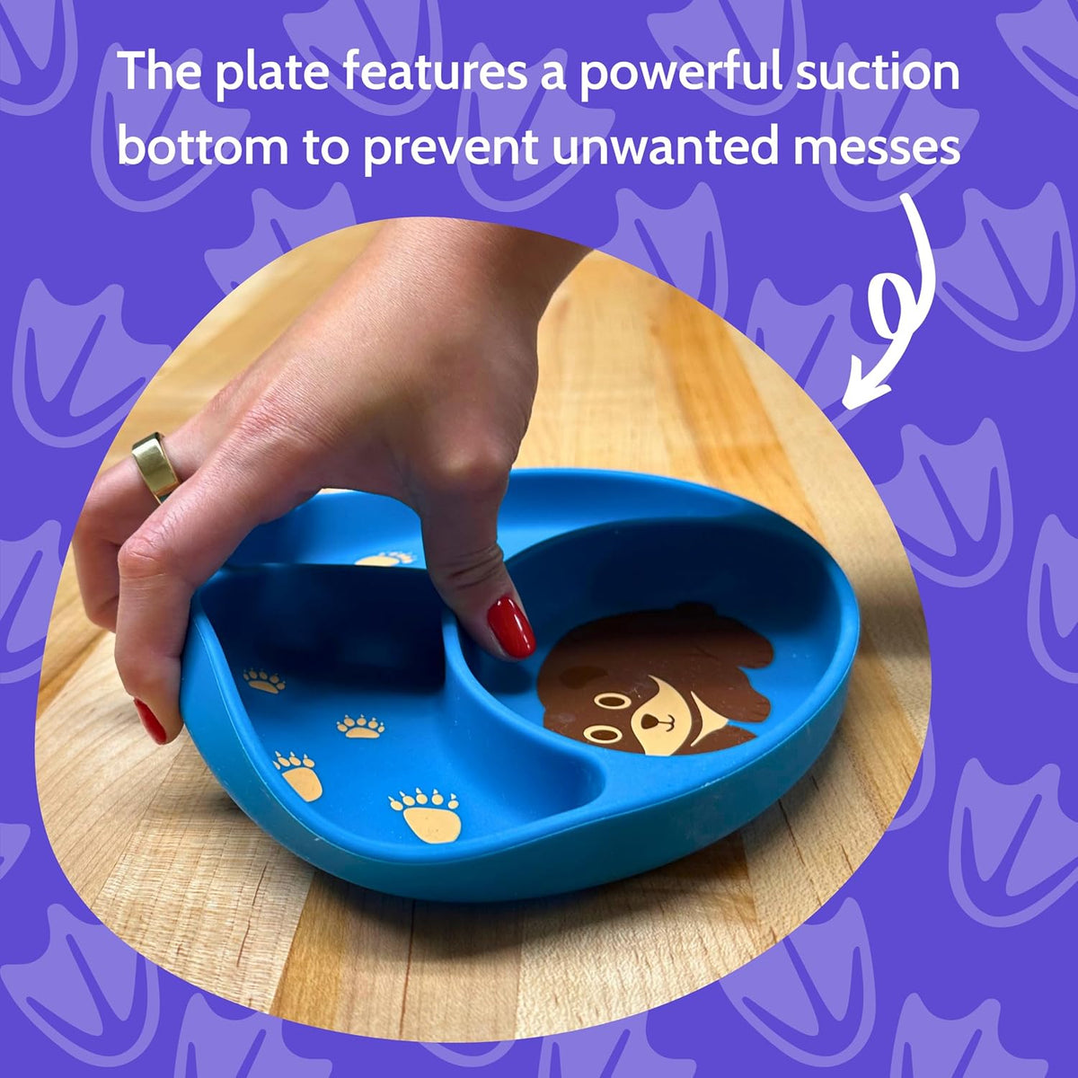 Silicone Baby Feeding Set with Cute Bib, Suction Divided Plate, Open Top Cup, and Travel Placemat, Cute Bear Design, Baby Led Weaning Supplies for Babies and Toddlers, Dishwasher Friendly