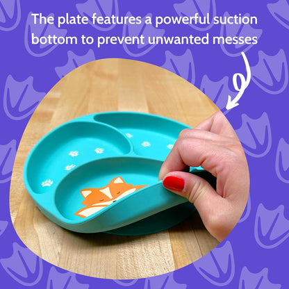 Silicone Baby Feeding Set with Cute Bib, Suction Divided Plate, Open Top Cup, and Travel Placemat, Cute Bear Design, Baby Led Weaning Supplies for Babies and Toddlers, Dishwasher Friendly